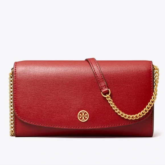 Tory Burch Robinson Leather Wallet on a Chain - Bricklane - Picture 1 of 10